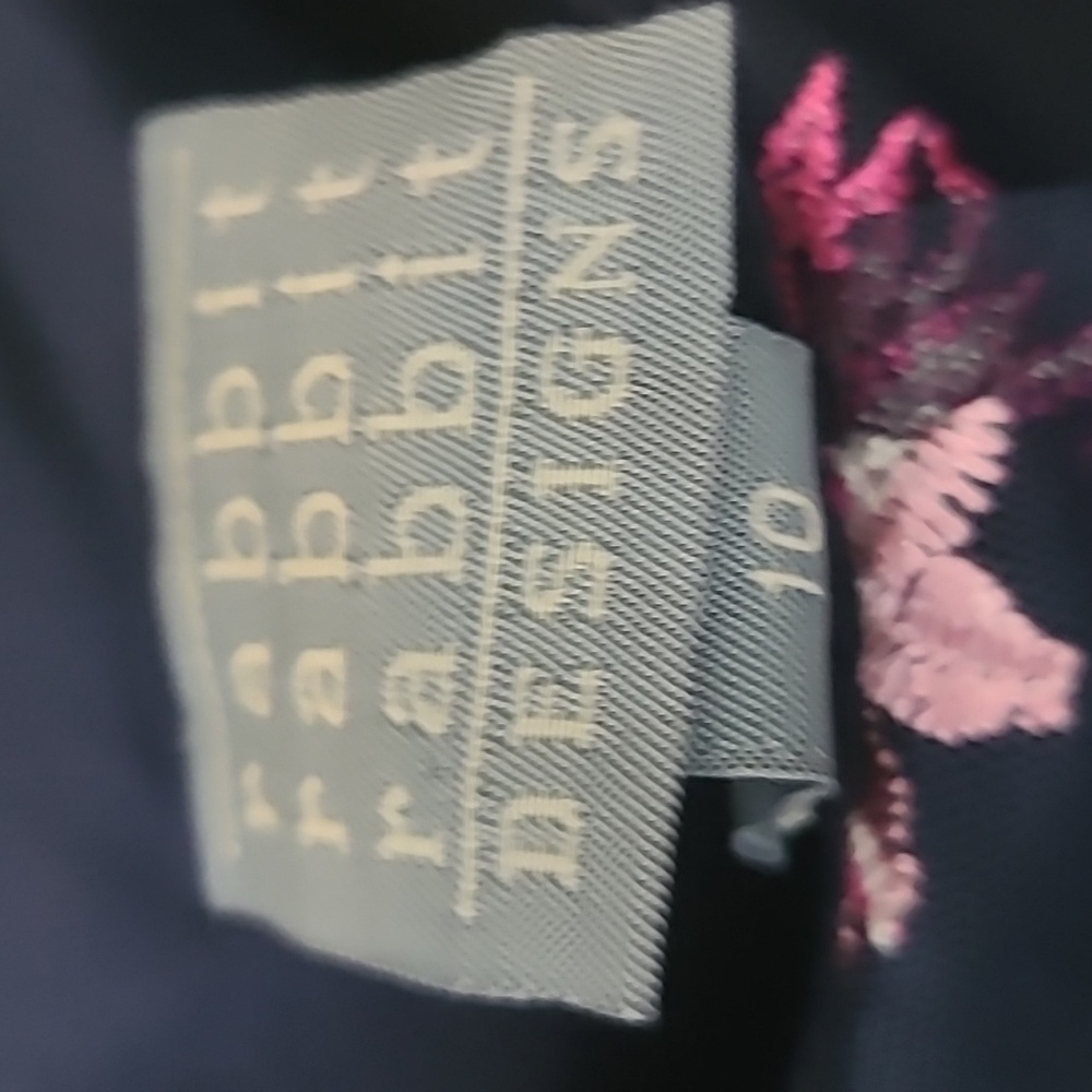 Rabbit Rabbit Rabbit Navy Dress with Pink Floral Embroidery - Picture 2 of 4